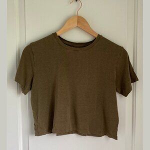 Olive Green Cropped Girlfriend Collective Tee